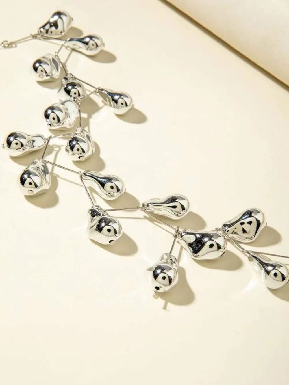 Silver Drop Statement Necklace R662 - Picture 4 of 4
